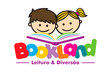 Logotipo de Livros infantis interativos, livros com produto agregado, exemplo, guache, fantoche, imãs, quebra-cabeça, produtos relacionados à leitura, luminárias, pipoca, etc - BOOKLAND